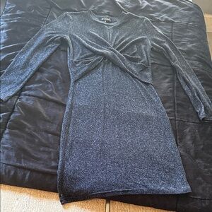 btween Shimmering Gray Long-Sleeve Dress